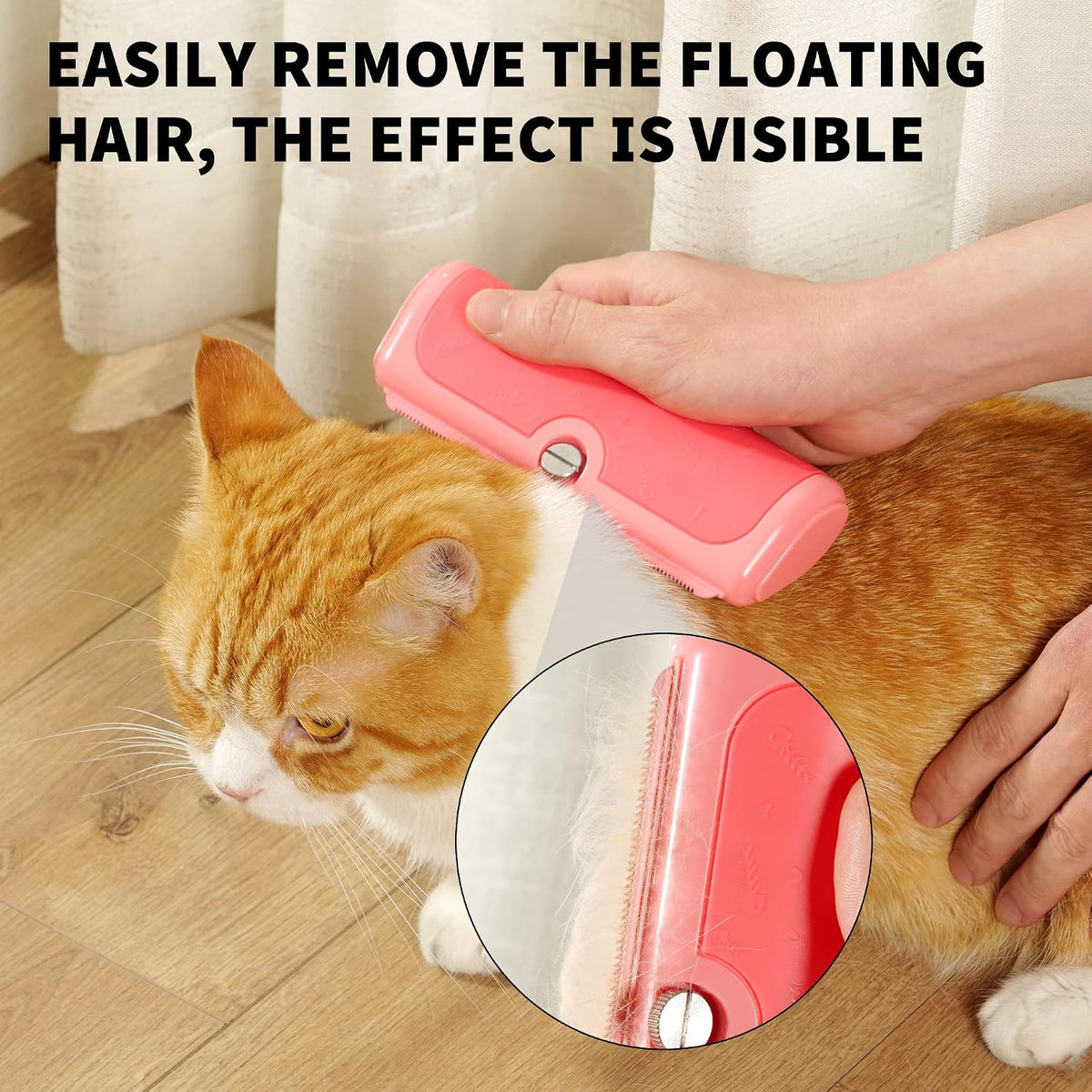 Cat Deshedding Brush for Short Hair, Pink