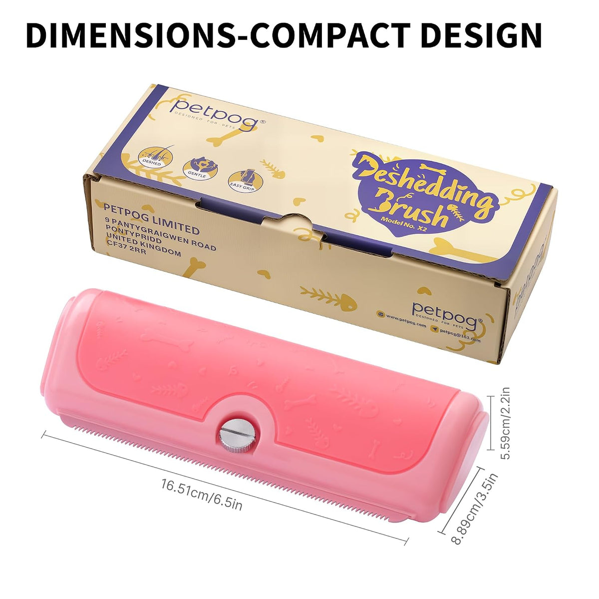 Cat Deshedding Brush for Short Hair, Pink
