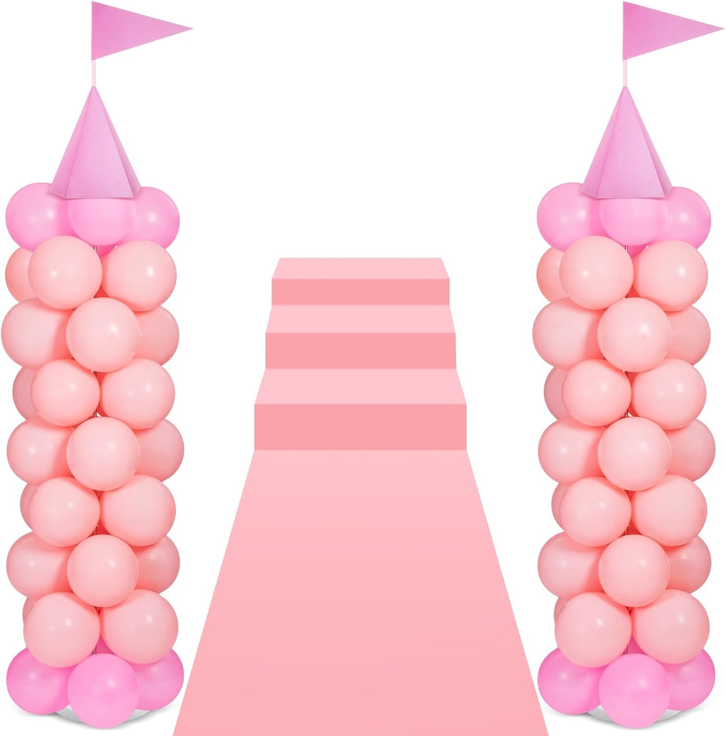 2 Sets Princess Party Decorations Balloon Column Stand Kit, Pink