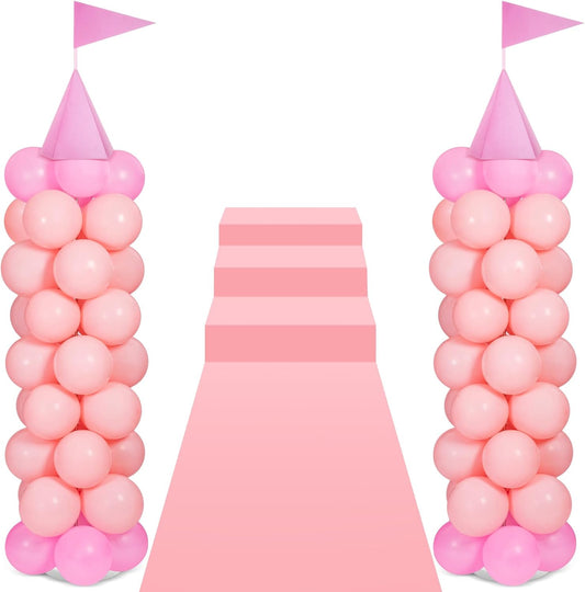 2 Sets Princess Party Decorations Balloon Column Stand Kit, Pink