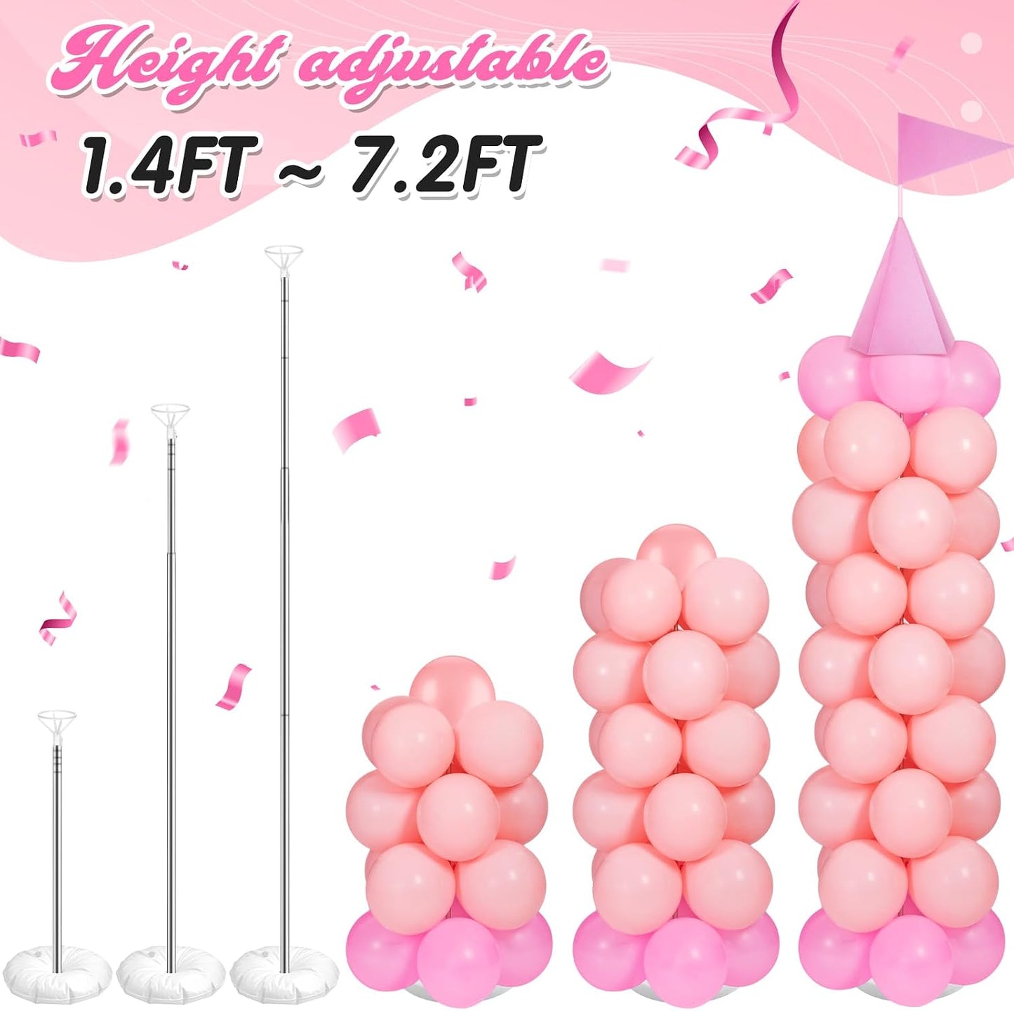 2 Sets Princess Party Decorations Balloon Column Stand Kit, Pink