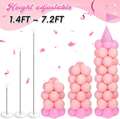 2 Sets Princess Party Decorations Balloon Column Stand Kit, Pink
