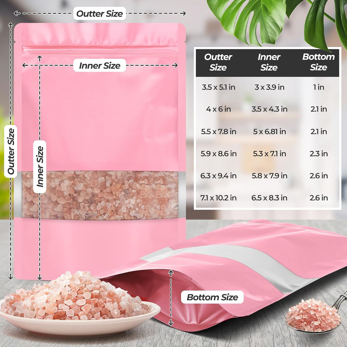 100Pcs Smell Proof Packaging Bags,Mylar Clear Bags for Food Storage