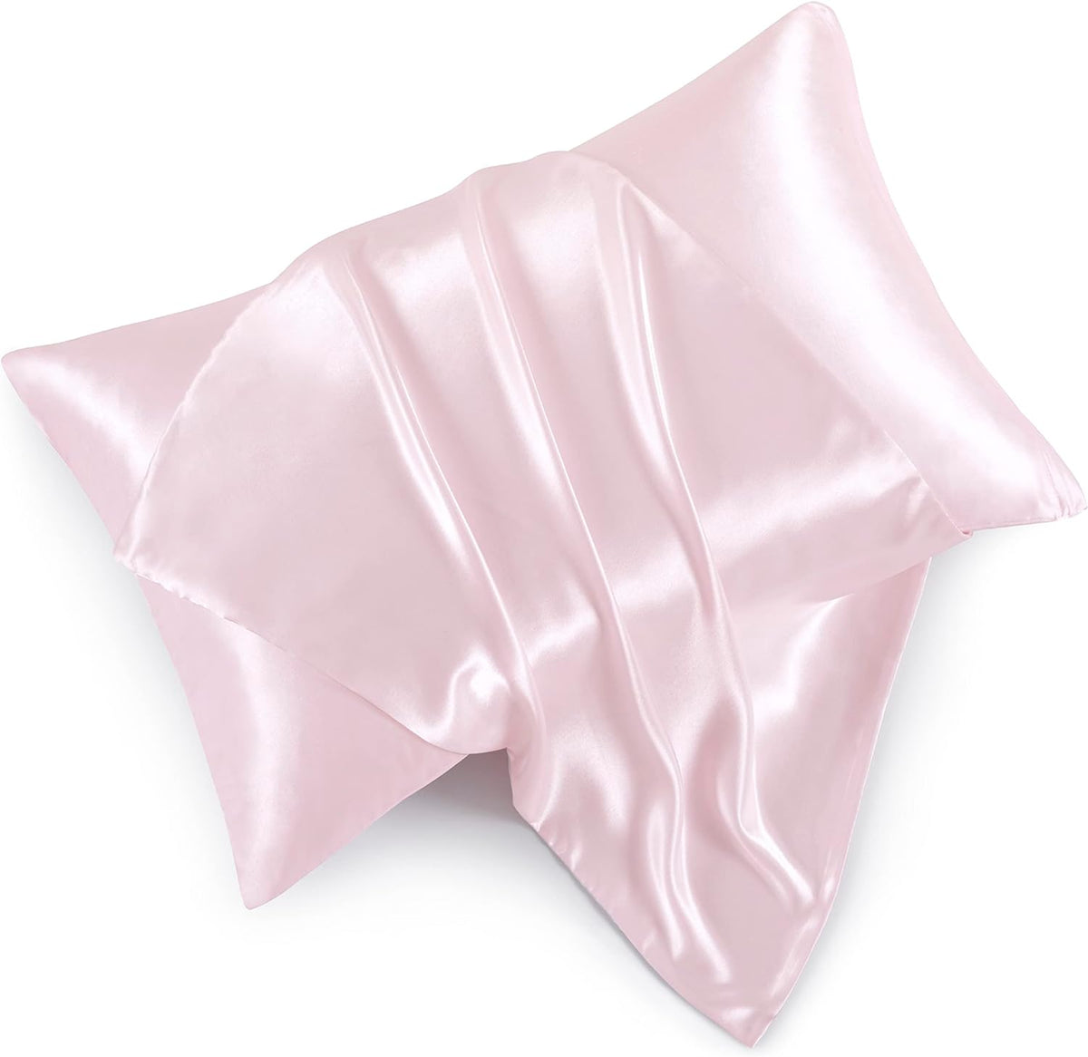 Blush Pink Satin Pillowcases with Zipper （20x26）,Standard Size Satin Pillowcases Set of 2, Blush Pink Silk Pillowcase for Hair and Skin