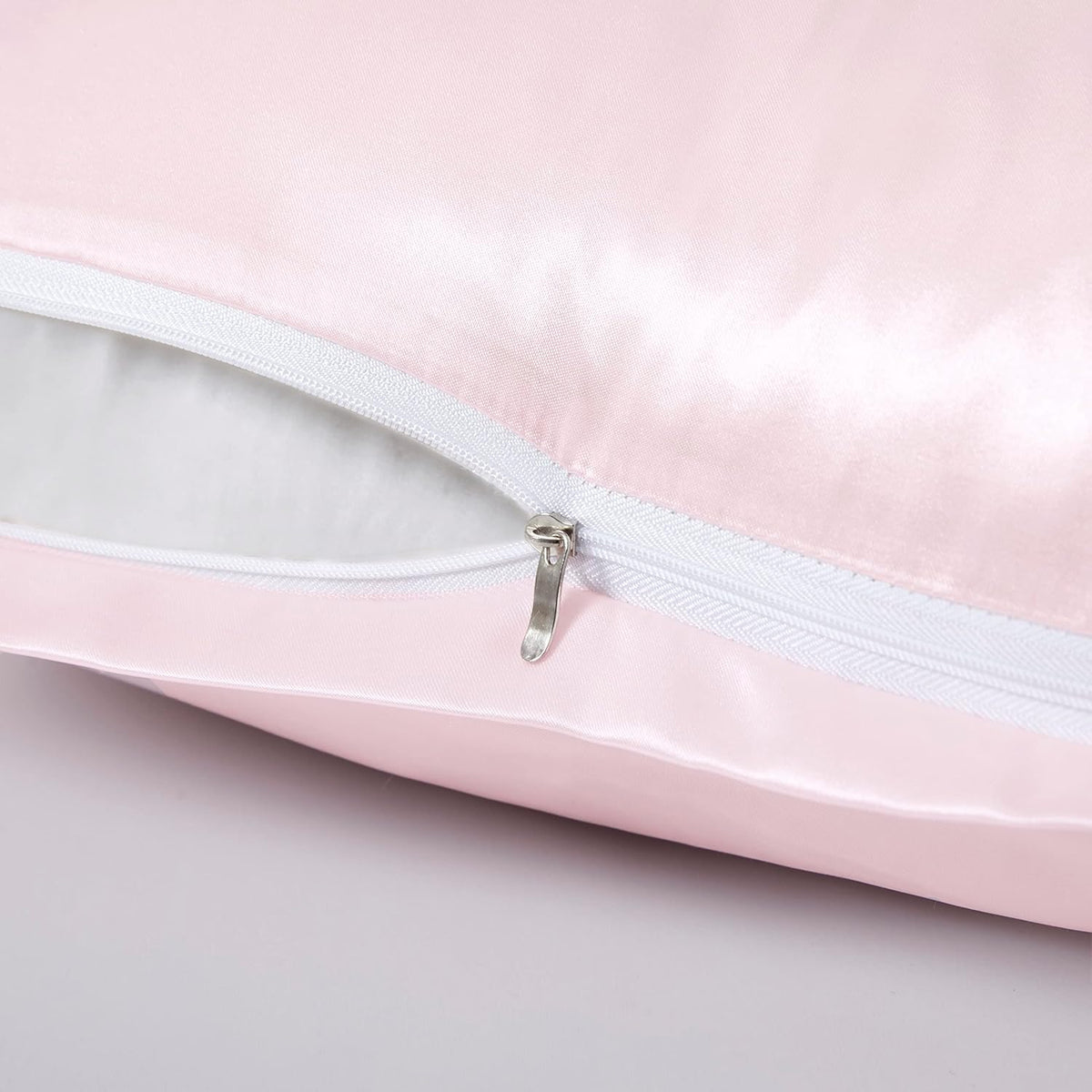 Blush Pink Satin Pillowcases with Zipper （20x26）,Standard Size Satin Pillowcases Set of 2, Blush Pink Silk Pillowcase for Hair and Skin