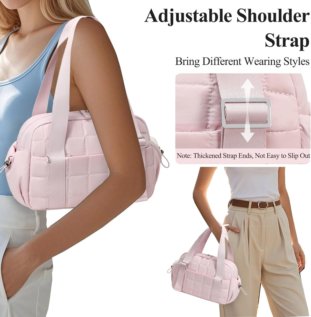 Mini Gym Bag for Women, Small Gym Tote Bag Puffy Quilted Sports Duffel Bag with Wet Compartment and Coin Purse Duffel Bags Dance Yoga Workout Bag for Gifts (All Coral Pink, Mini-12.6")