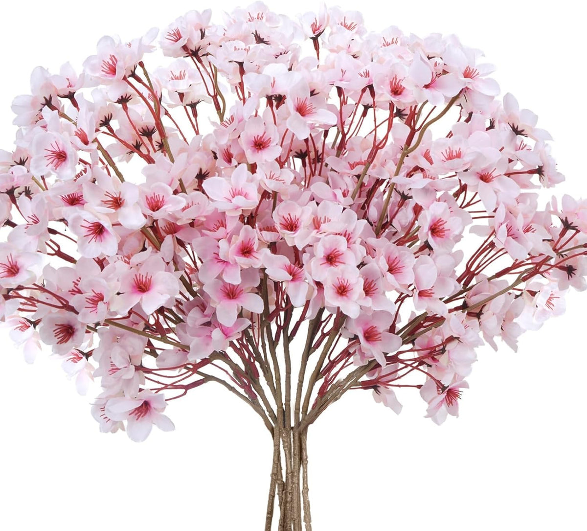 8PCS Artificial Silk Cherry Blossom Branches, Peach Pink Flower Arrangement