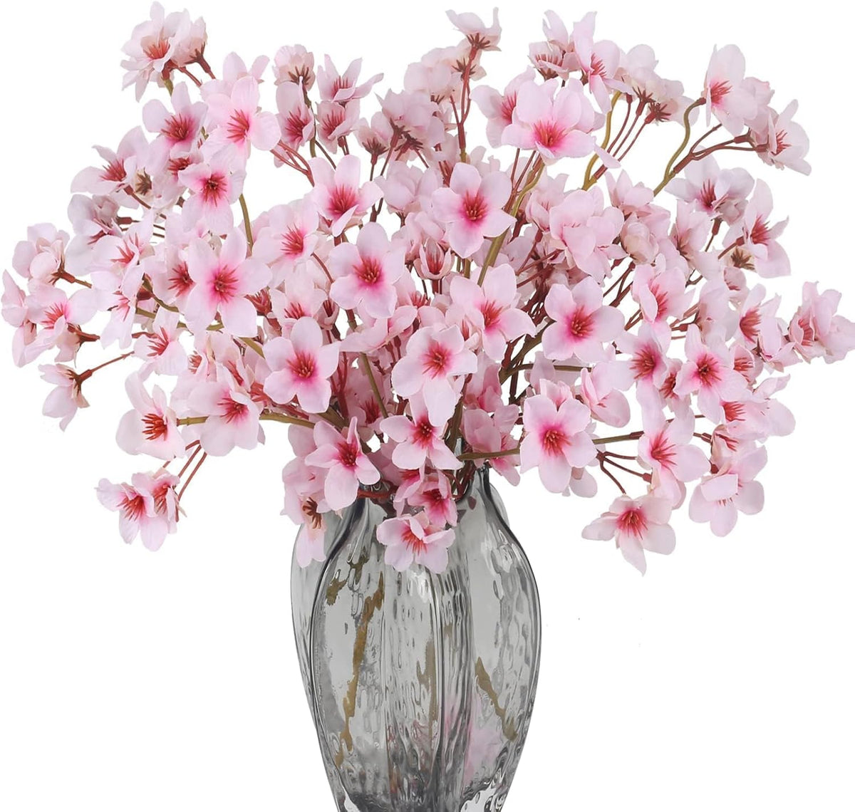 8PCS Artificial Silk Cherry Blossom Branches, Peach Pink Flower Arrangement