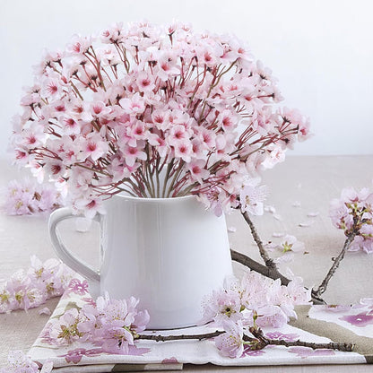 8PCS Artificial Silk Cherry Blossom Branches, Peach Pink Flower Arrangement
