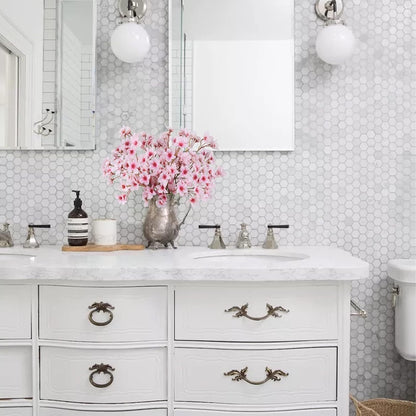 8PCS Artificial Silk Cherry Blossom Branches, Peach Pink Flower Arrangement