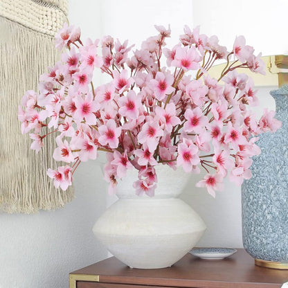 8PCS Artificial Silk Cherry Blossom Branches, Peach Pink Flower Arrangement