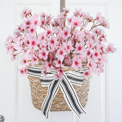 8PCS Artificial Silk Cherry Blossom Branches, Peach Pink Flower Arrangement