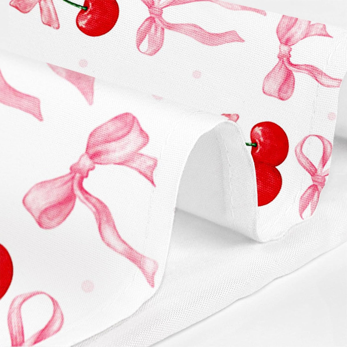 Pink Bow Cherry Shower Curtain Cute Coquette Bow Bath Curtain