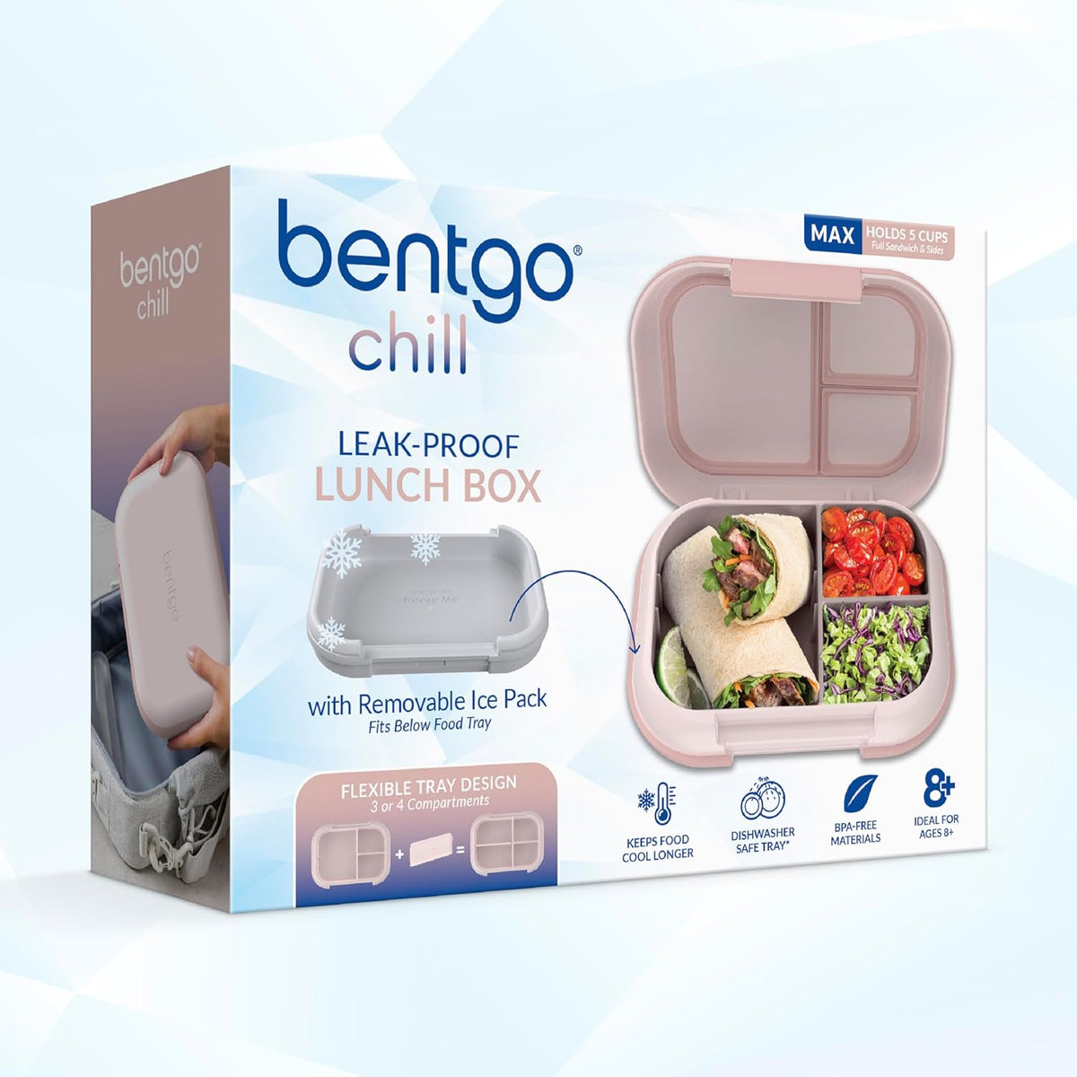 Chill Max Leak-Proof XL Bento-Style 3 or 4 Compartment Lunch Box