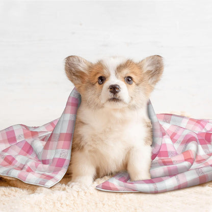 Waterproof Dog Blanket Soft Pet Blanket for Puppy Cat, Fleece Cat Throw Blankets for Furniture Bed Couch Sofa Reversible - Pastel Pink Gingham 4