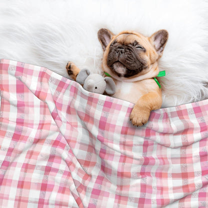 Waterproof Dog Blanket Soft Pet Blanket for Puppy Cat, Fleece Cat Throw Blankets for Furniture Bed Couch Sofa Reversible - Pastel Pink Gingham 4