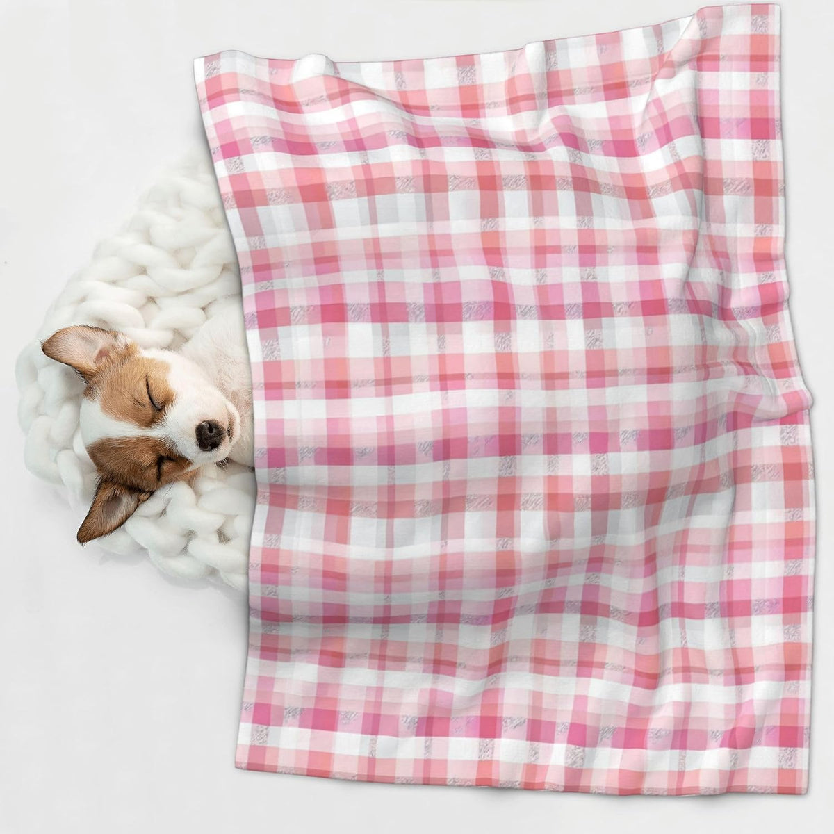 Waterproof Dog Blanket Soft Pet Blanket for Puppy Cat, Fleece Cat Throw Blankets for Furniture Bed Couch Sofa Reversible - Pastel Pink Gingham 4