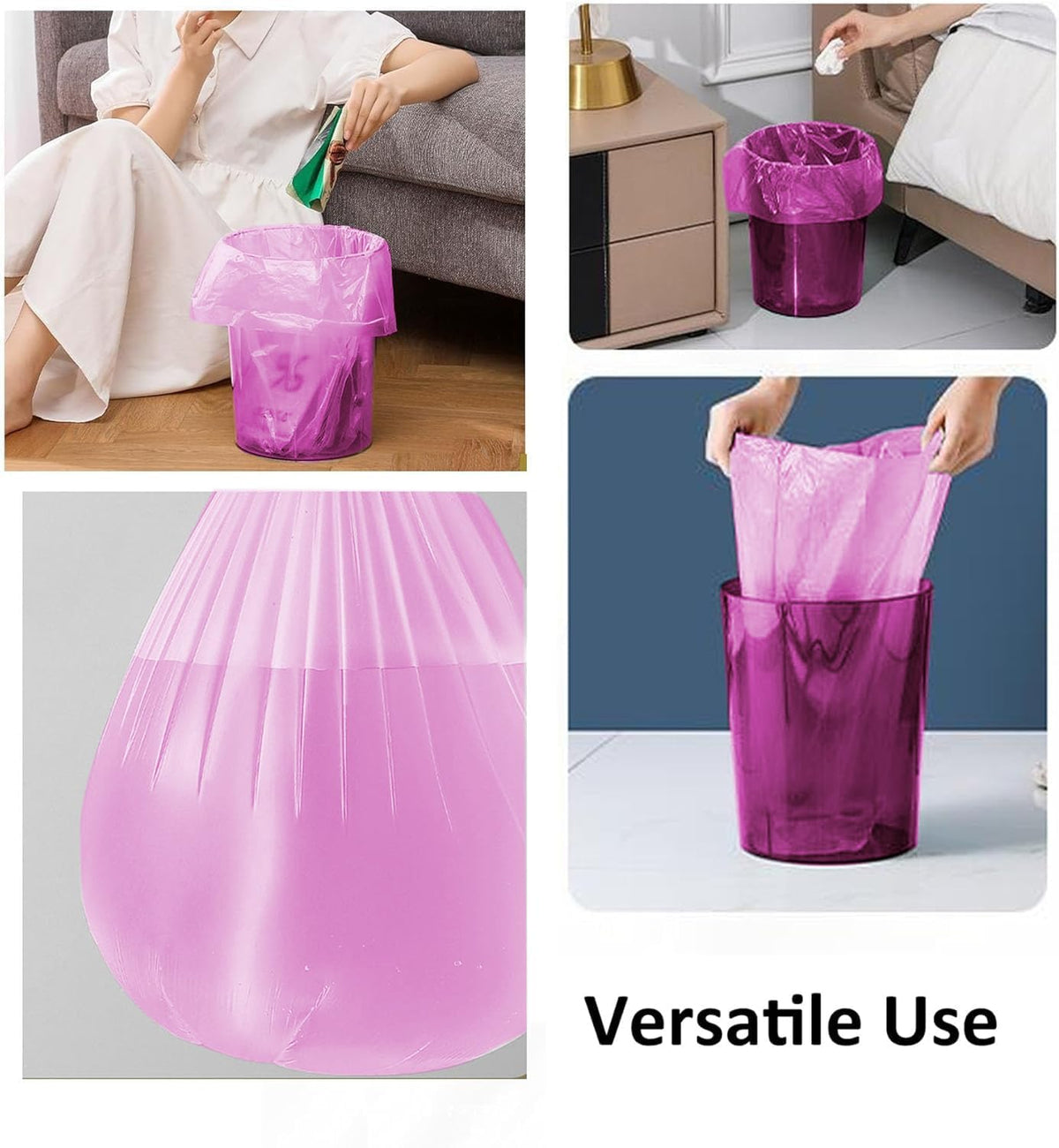 8 Gallon Trash Bags Colored - Extra Thick Medium Garbage Bags 1.1 mil Strong, Leakage-Free,Unscented 30 Liter Thick for Bathroom, Office, Kitchen Waste Basket Trash Can (Pink, 100 Count)