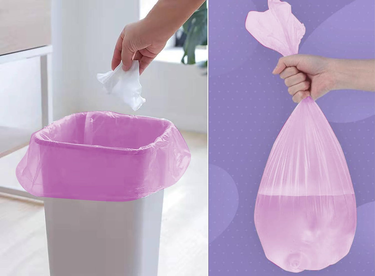 8 Gallon Trash Bags Colored - Extra Thick Medium Garbage Bags 1.1 mil Strong, Leakage-Free,Unscented 30 Liter Thick for Bathroom, Office, Kitchen Waste Basket Trash Can (Pink, 100 Count)