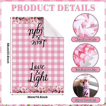8Pcs Pink Rose Kitchen Oven Mitt Dish Towels Potholders Set Pink Rose Oven Glove Pot Holder Set Absorbent Gloves Potholders Heat Resistant for Cooking Baking Gifting BBQ Kitchen Accessories