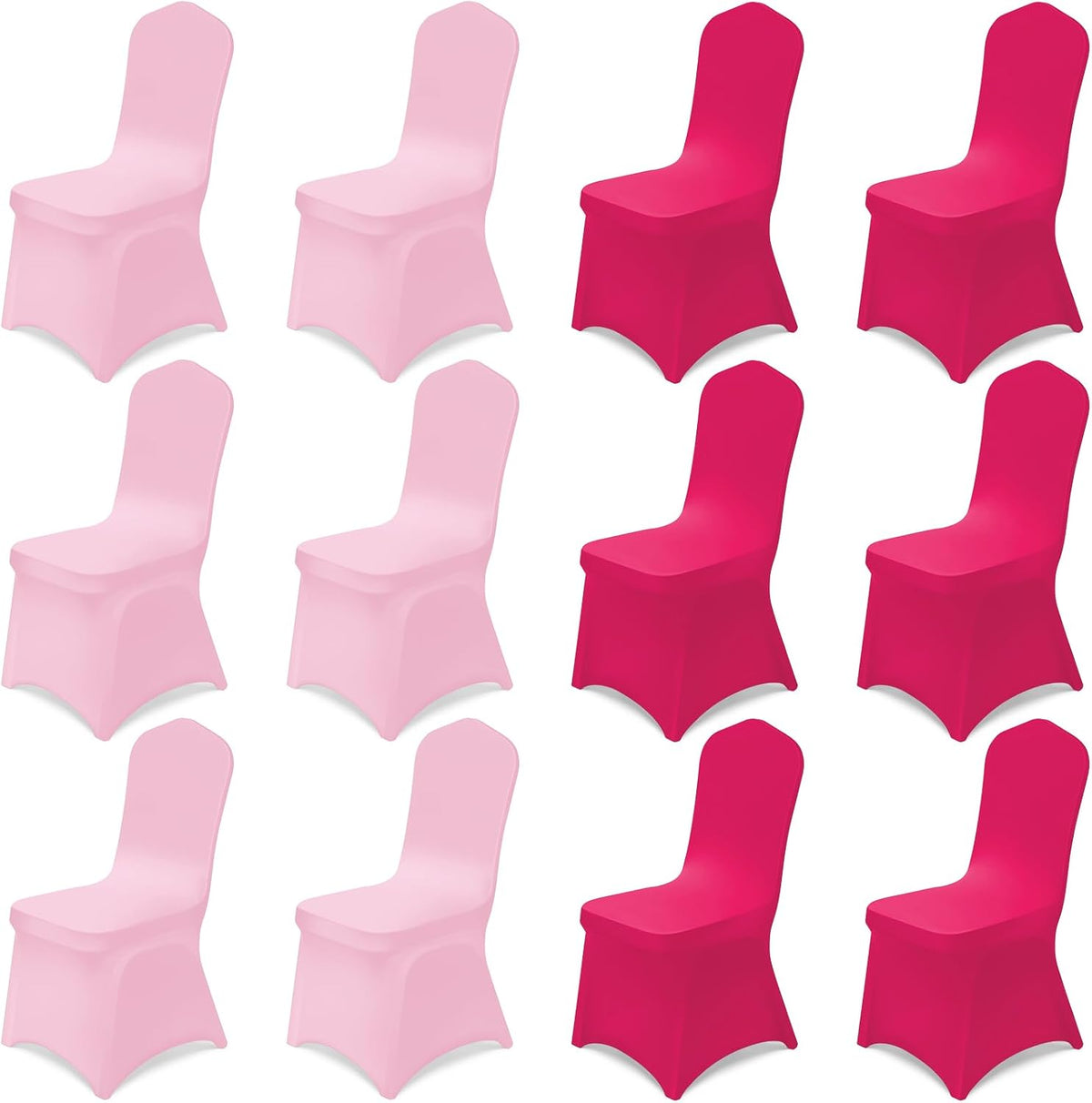 12 Pcs Hot Pink Folding Chair Covers for Party Decoration
