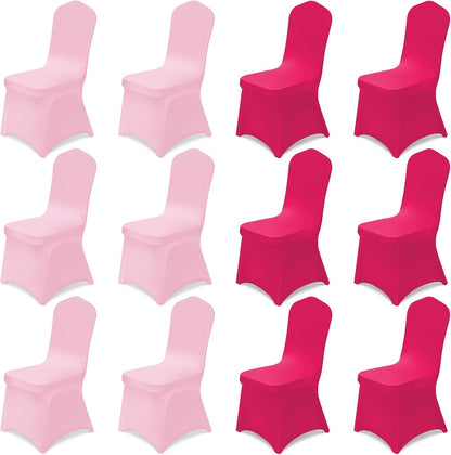 12 Pcs Hot Pink Folding Chair Covers for Party Decoration