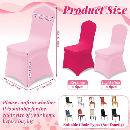 12 Pcs Hot Pink Folding Chair Covers for Party Decoration