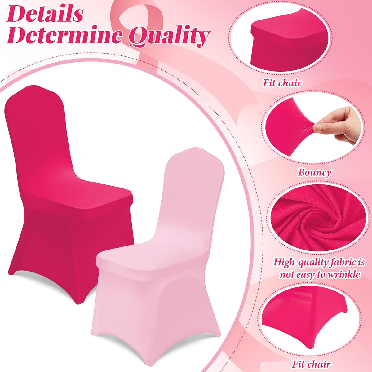 12 Pcs Hot Pink Folding Chair Covers for Party Decoration