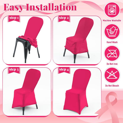 12 Pcs Hot Pink Folding Chair Covers for Party Decoration