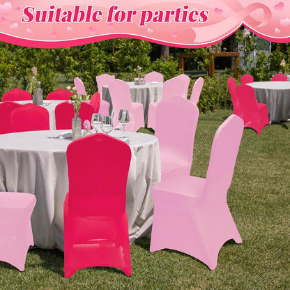 12 Pcs Hot Pink Folding Chair Covers for Party Decoration