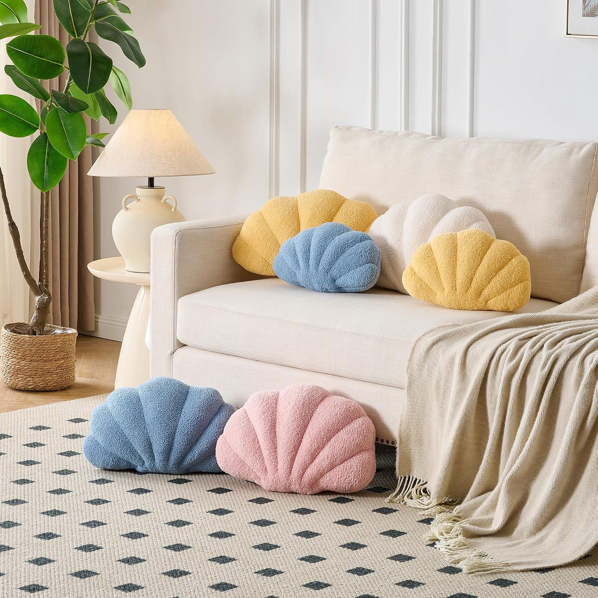 Pink Seashell Throw Pillows, Shell Shaped Pillow, 13x10 Inch