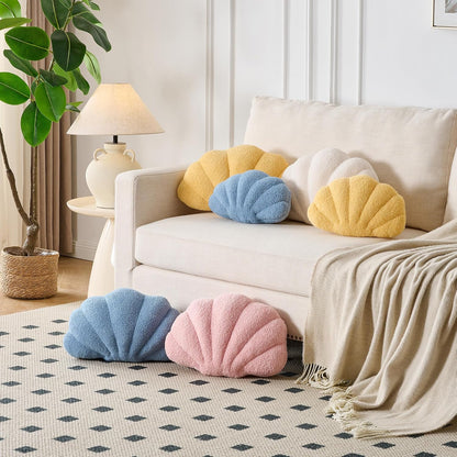 Pink Seashell Throw Pillows, Shell Shaped Pillow, 13x10 Inch