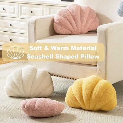 Pink Seashell Throw Pillows, Shell Shaped Pillow, 13x10 Inch