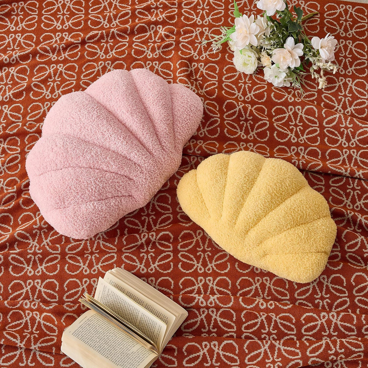 Pink Seashell Throw Pillows, Shell Shaped Pillow, 13x10 Inch