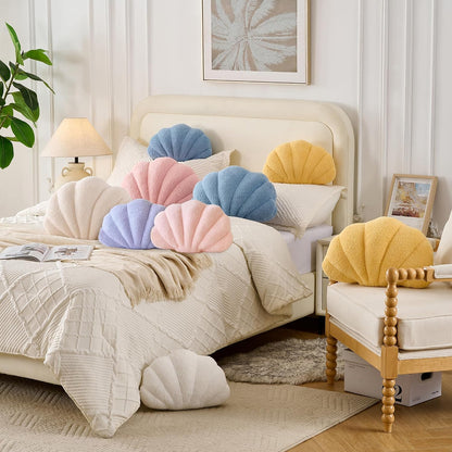 Pink Seashell Throw Pillows, Shell Shaped Pillow, 13x10 Inch