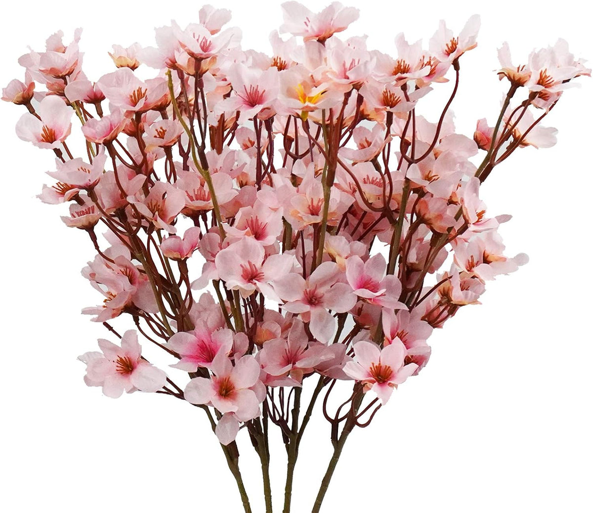 4Pcs Artificial Cherry Blossom Flower, Silk Peach Flowers Fake Plants Arrangement for DIY Garden Home Wedding Party Spring Decor, Pink