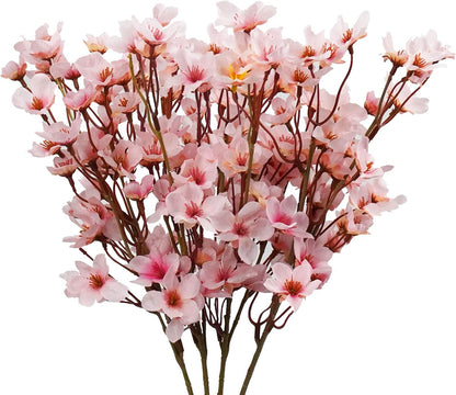 4Pcs Artificial Cherry Blossom Flower, Silk Peach Flowers Fake Plants Arrangement for DIY Garden Home Wedding Party Spring Decor, Pink