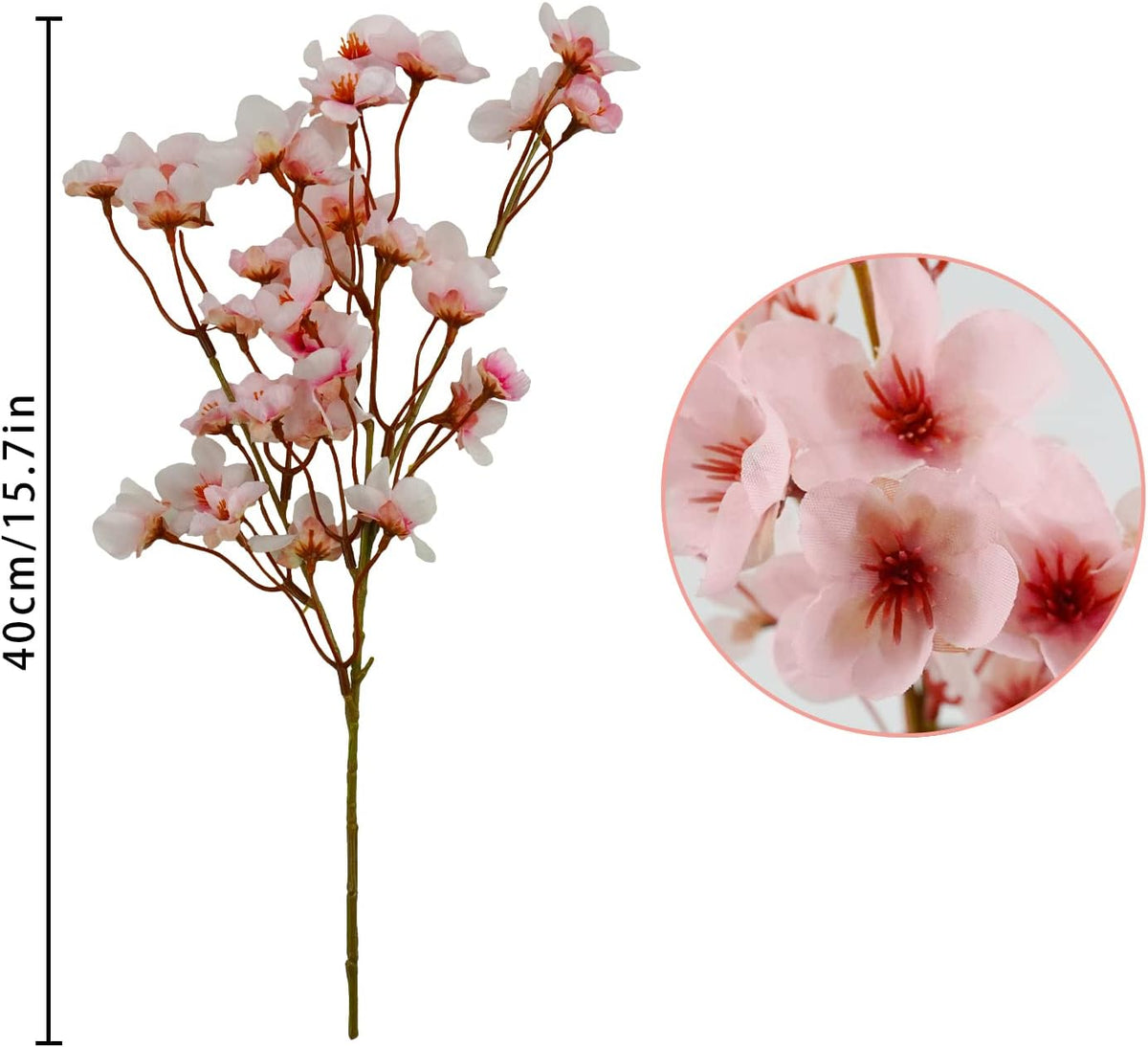 4Pcs Artificial Cherry Blossom Flower, Silk Peach Flowers Fake Plants Arrangement for DIY Garden Home Wedding Party Spring Decor, Pink