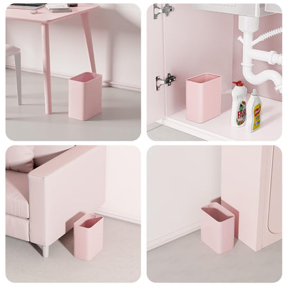 Small Bathroom Trash Can, 2.1 Gallons, Under Sink Wastebasket, Pink