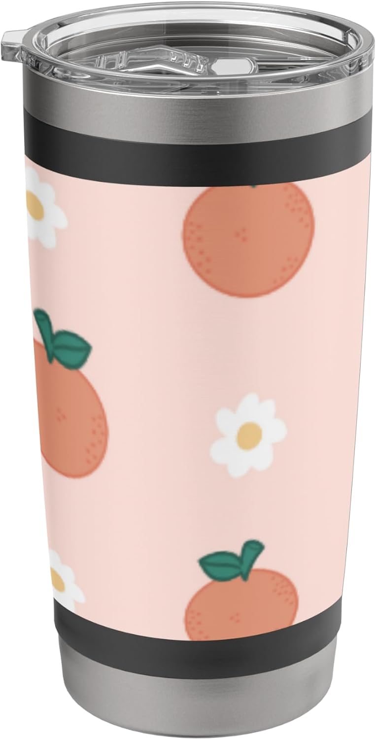 Pastel Color Peaches Pattern Summer Peach Fruit Aesthetic Stainless Steel Insulated Tumbler