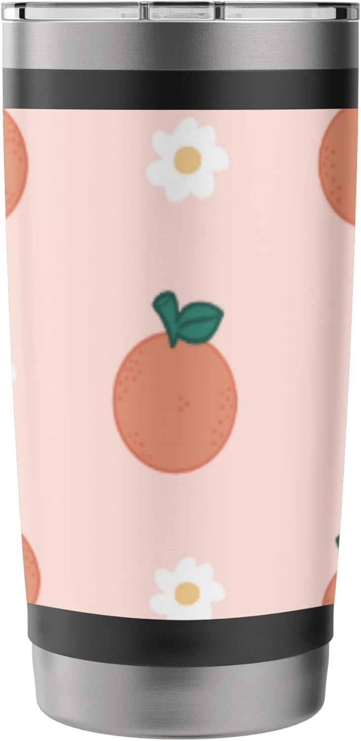 Pastel Color Peaches Pattern Summer Peach Fruit Aesthetic Stainless Steel Insulated Tumbler