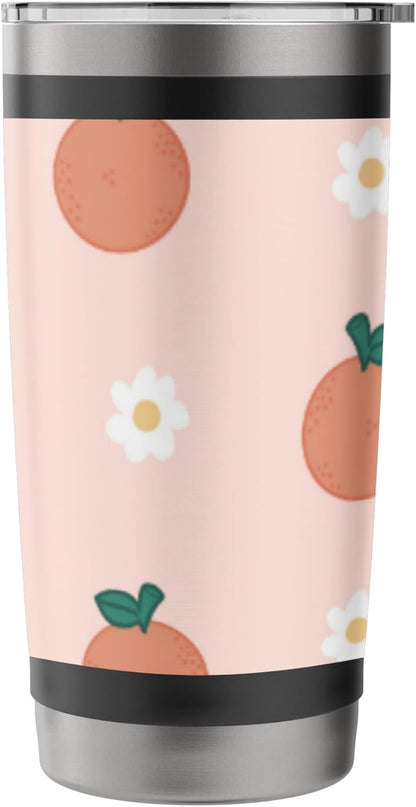 Pastel Color Peaches Pattern Summer Peach Fruit Aesthetic Stainless Steel Insulated Tumbler
