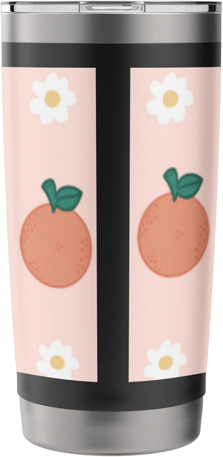Pastel Color Peaches Pattern Summer Peach Fruit Aesthetic Stainless Steel Insulated Tumbler