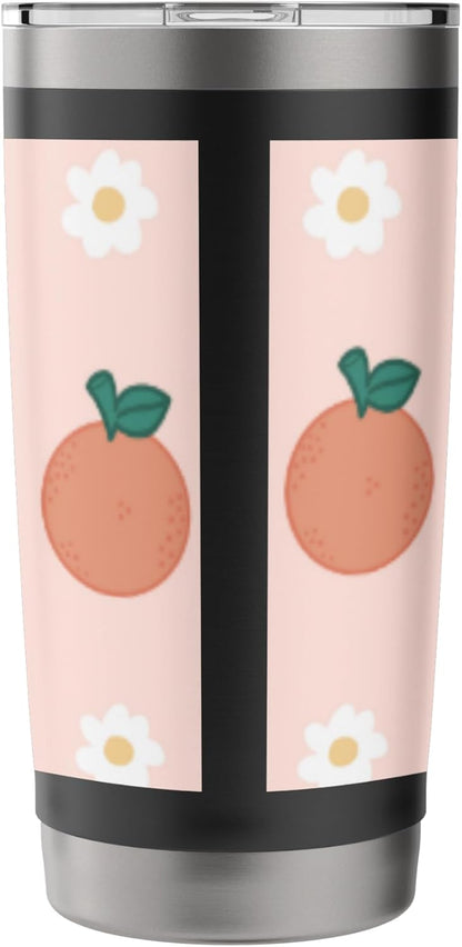Pastel Color Peaches Pattern Summer Peach Fruit Aesthetic Stainless Steel Insulated Tumbler