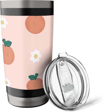 Pastel Color Peaches Pattern Summer Peach Fruit Aesthetic Stainless Steel Insulated Tumbler