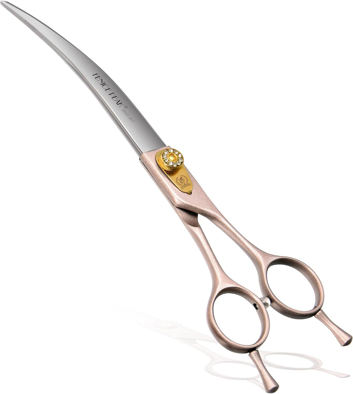 Professional Curved Dog Grooming Scissors 7'' Rose Gold 440C Stainless Steel Pet Cutting Shears Safety Trimming Shearing for Dogs Cats