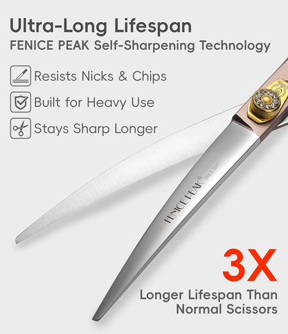 Professional Curved Dog Grooming Scissors 7'' Rose Gold 440C Stainless Steel Pet Cutting Shears Safety Trimming Shearing for Dogs Cats