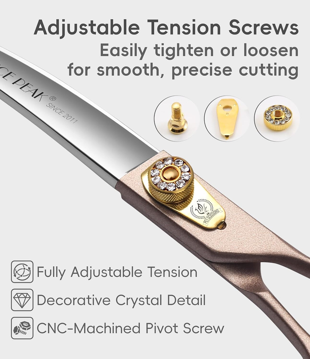 Professional Curved Dog Grooming Scissors 7'' Rose Gold 440C Stainless Steel Pet Cutting Shears Safety Trimming Shearing for Dogs Cats