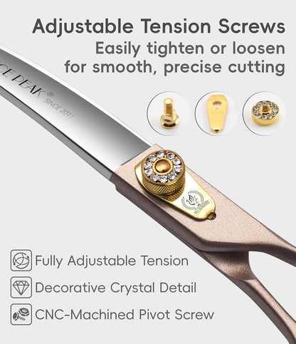 Professional Curved Dog Grooming Scissors 7'' Rose Gold 440C Stainless Steel Pet Cutting Shears Safety Trimming Shearing for Dogs Cats