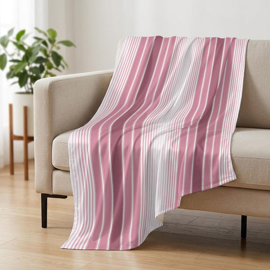 Cooling Blanket 30"x40", Farmhouse Watercolor Pink Gradient Line Summer Cooling Blanket Breathable Lightweight Ice Blankets Rustic Ombre Striped Blankets for Night Sweats